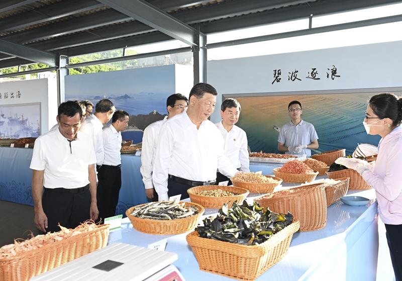 10月15日至16日，中共中央总书记、国度主席、中央军委主席习近平在福建调查。这是15日下午，习近平在广安市东山县陈城镇澳角村调查时，相识海鲜干货和渔获产品买卖情况。